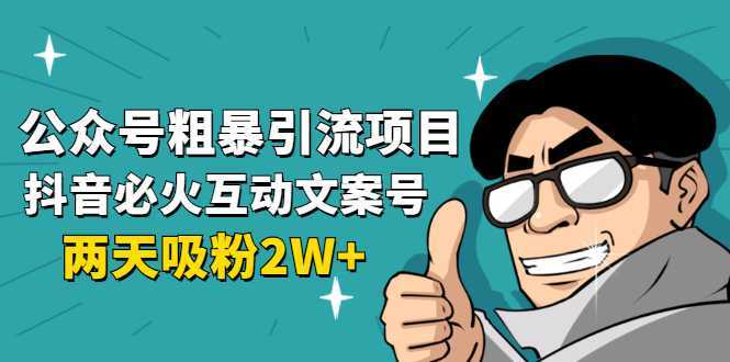 公众号粗暴引流项目：抖音必火互动文案号，两天吸粉2W+（可持续操作）-清华无忧课程网
