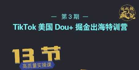 TikTok美国Dou+掘金出海特训营，美国dou+成功投放95%-清华无忧课程网