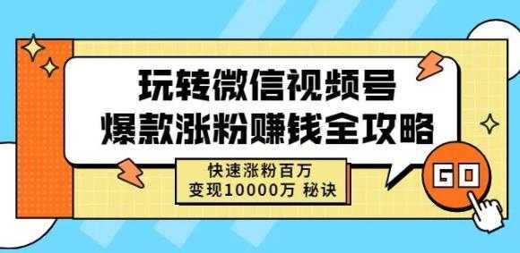 玩转微信视频号爆款涨粉赚钱全攻略，快速涨粉百万变现万元秘诀-清华无忧课程网