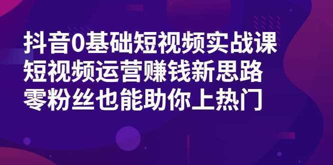 抖音0基础短视频实战课，短视频运营赚钱新思路，零粉丝也能助你上热门-清华无忧课程网