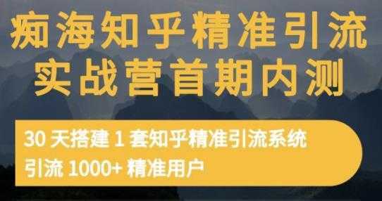 痴海知乎精准引流实战营1-2期，30天搭建1套知乎精准引流系统，引流1000+精准用户-清华无忧课程网