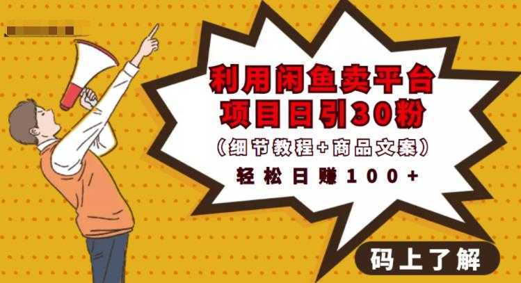 利用闲鱼卖平台项目课程资源日引流30+精准粉丝，轻松日赚100+，积累人脉可实现二次变-清华无忧课程网