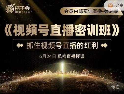 桔子会《视频号直播密训班》，抓住视频号直播的红利 价值12800-清华无忧课程网