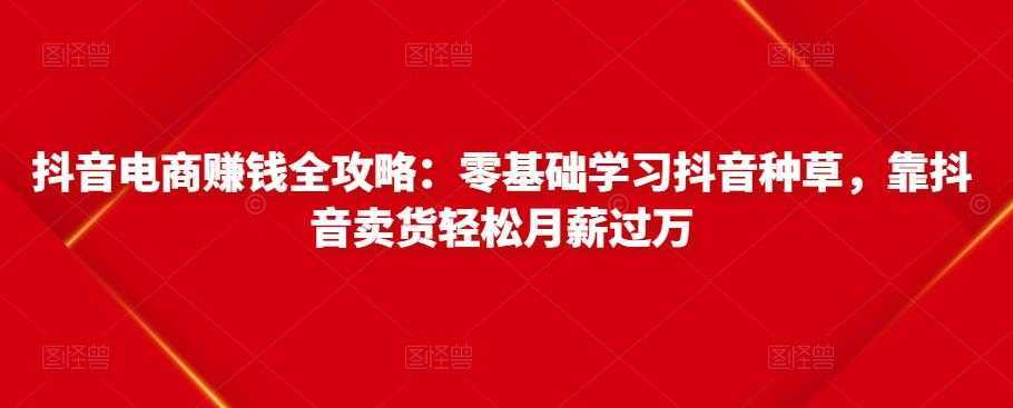 抖音电商赚钱全攻略：零基础学习抖音种草，靠抖音卖货轻松月薪过万-清华无忧课程网