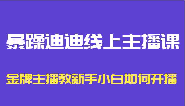 图片[1]-暴躁迪迪线上主播课，金牌主播教新手小白如何开播-清华无忧课程网