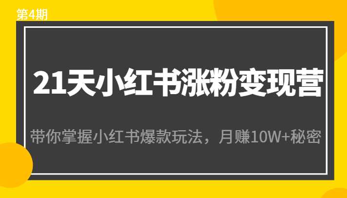 图片[1]-21天小红书涨粉变现营（第4期）：带你掌握小红书爆款玩法，月赚10W+秘密-清华无忧课程网