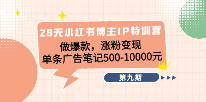 28天小红书博主IP特训营《第9期》做爆款，涨粉变现 单条广告笔记500-10000-清华无忧课程网