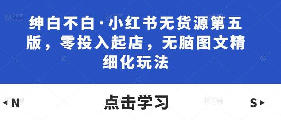 绅白不白·小红书无货源第五版，零投入起店，无脑图文精细化玩法-清华无忧课程网
