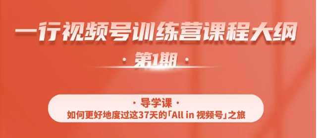 一行视频号特训营，从零启动视频号30天，全营变现5.5万元【价值799元】-清华无忧课程网