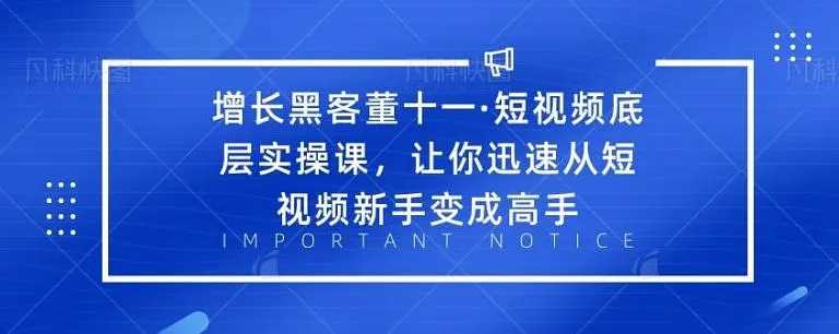 图片[1]-增长黑客董十一·短视频底层实操课，从短视频新手变成高手-清华无忧课程网