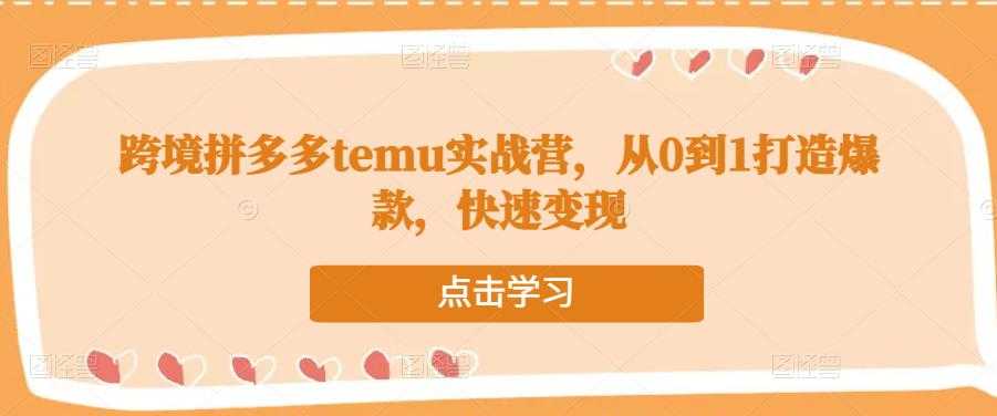 跨境拼多多temu实战营，从0到1打造爆款，快速变现-清华无忧课程网